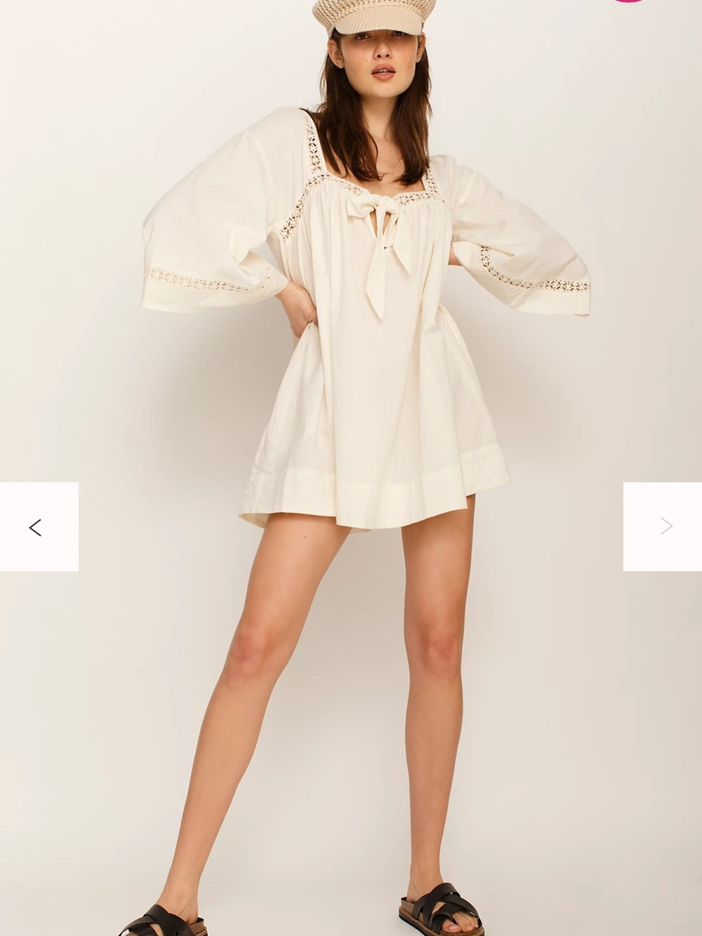 Free People Ivory Tie-Front Boho Dress